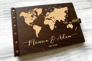 Wooden World Map Guestbook